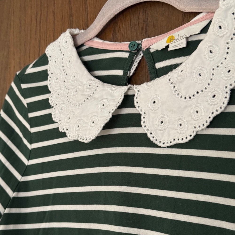 Boden Striped Collared Long Sleeve Top - Size US 8 / UK 12